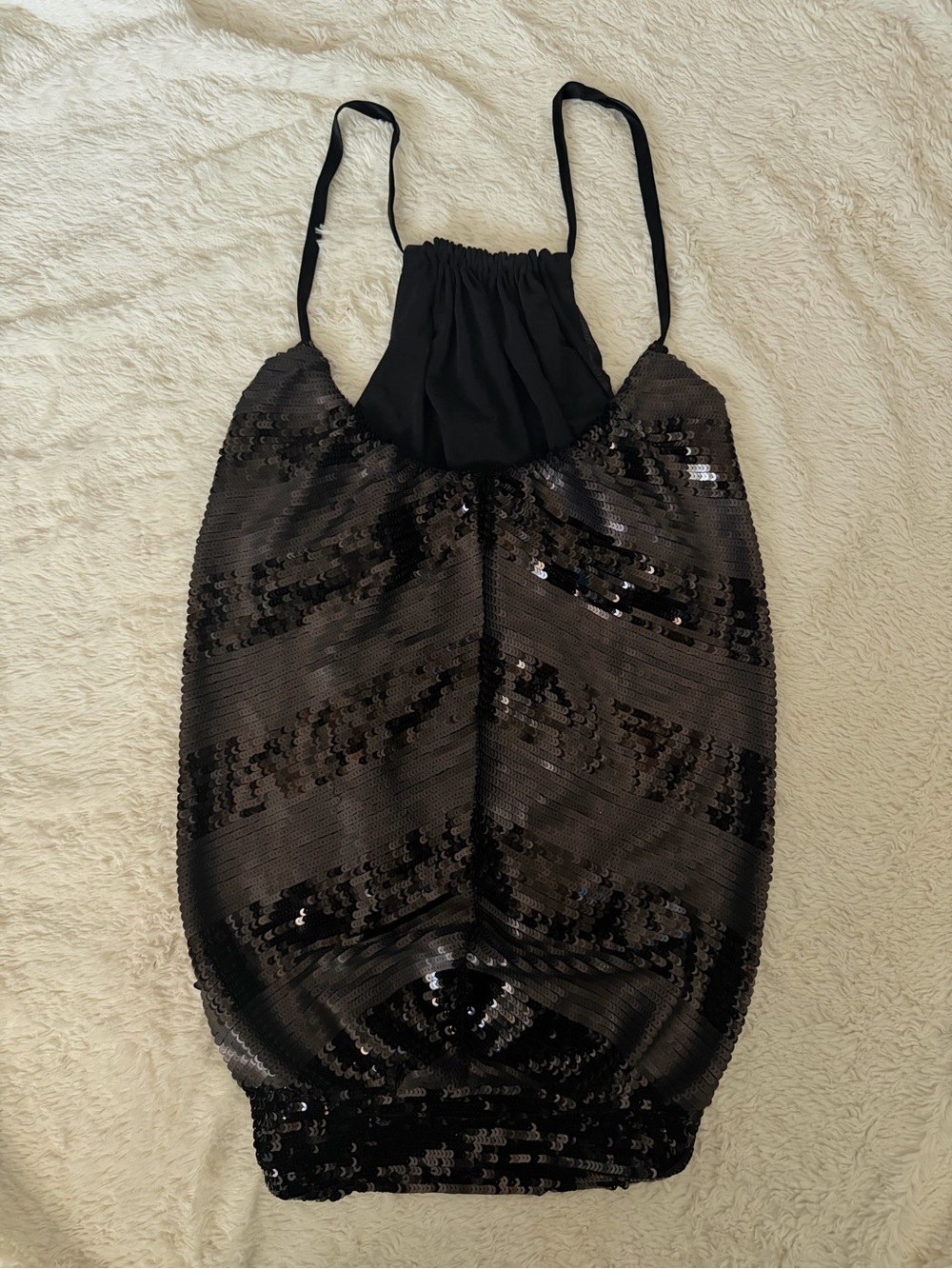 BEBE Sequin Halter Tank Top